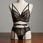 Zestaw eleganckiej, koronkowej bielizny polskiej marki na neutralnym tle